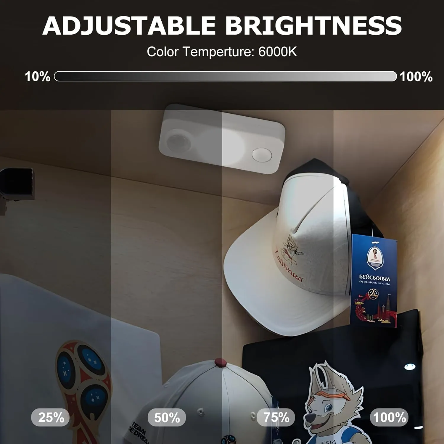 LED Motion Sensor Puck Lights, Rechargeable Cabinet Lights, Stick on Wireless LED Night Light for Closet, Drawer, Shelf, Under Cabinet, Daylight White 8Pack, USB Charging Cord Included