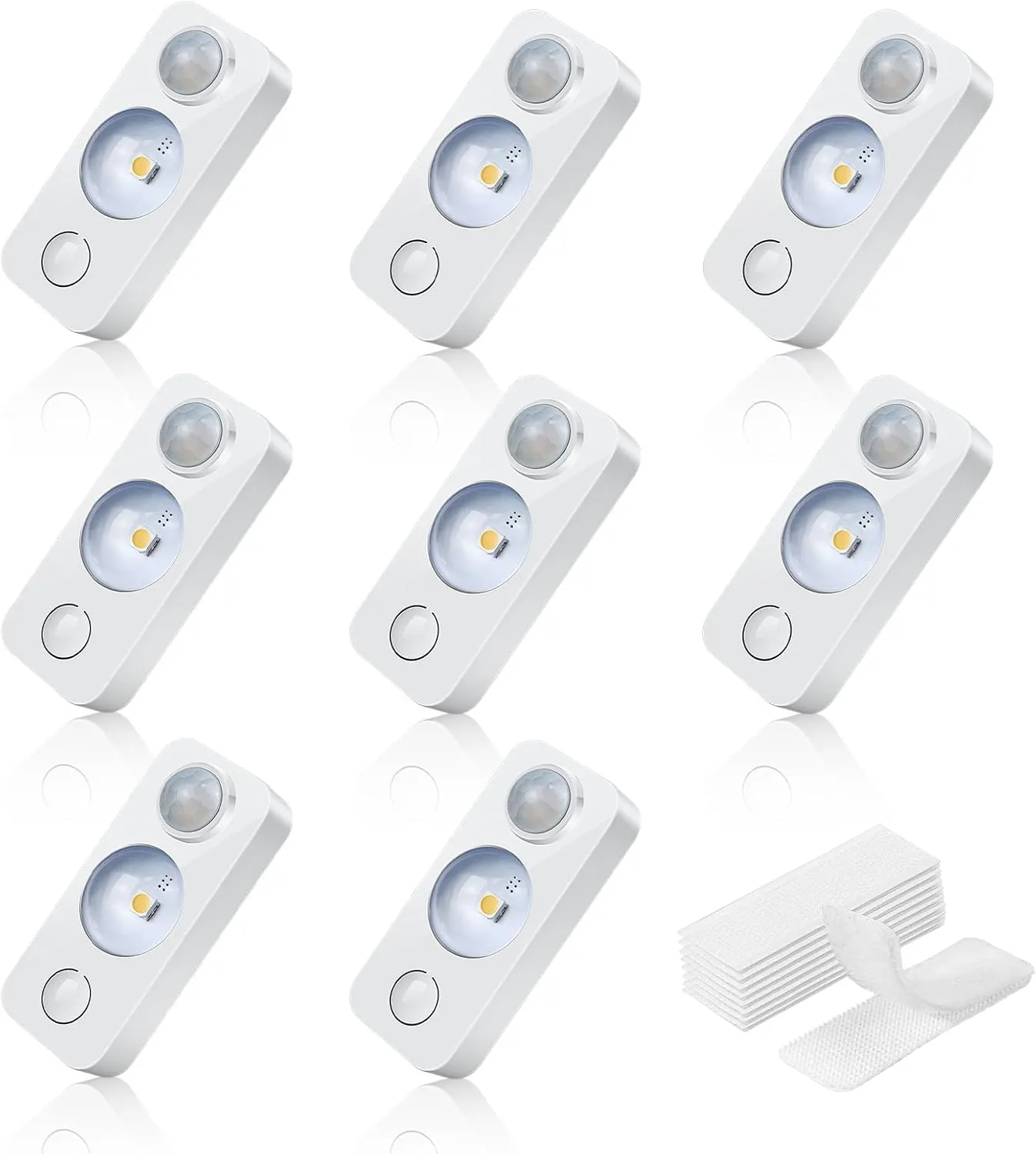 LED Motion Sensor Puck Lights, Rechargeable Cabinet Lights, Stick on Wireless LED Night Light for Closet, Drawer, Shelf, Under Cabinet, Daylight White 8Pack, USB Charging Cord Included