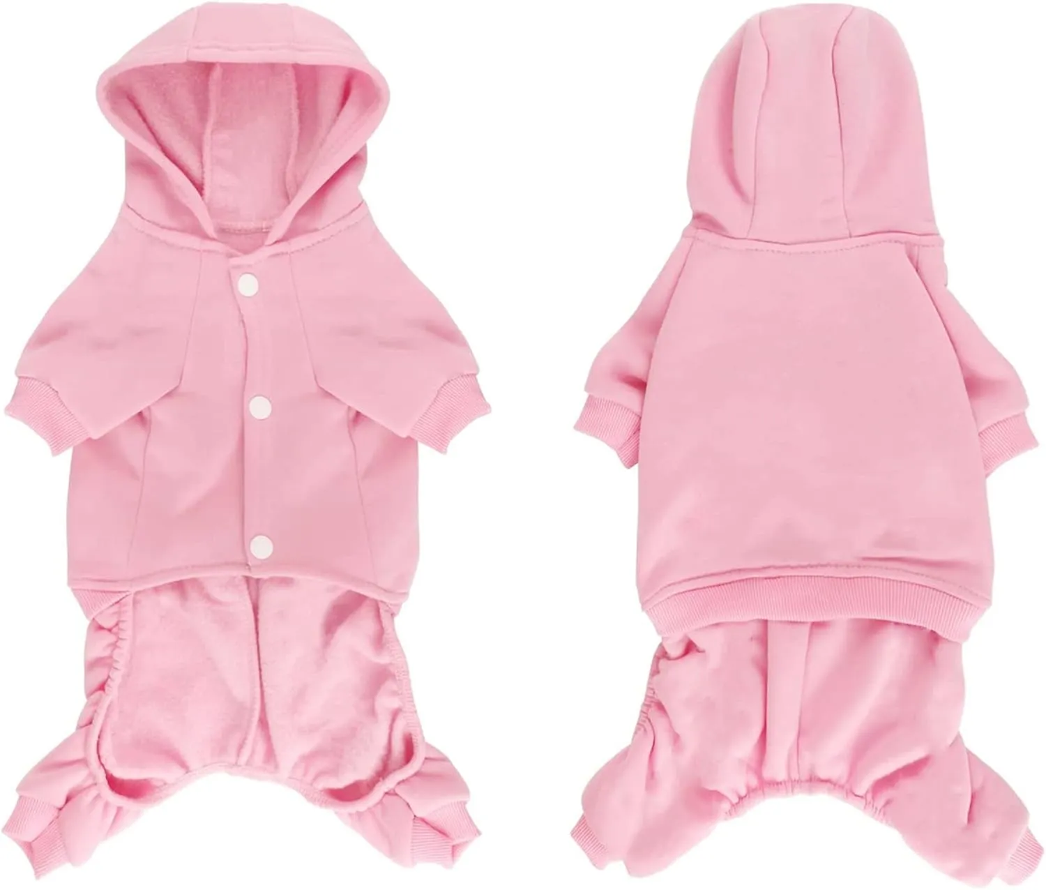 LifeWheel Dog Hoodie, Pet Jumpsuit Fleece Sweatshirt with Buttons, Clothes, Cold Weather Coats, Pajamas, Winter Warm Cotton Puppy Hoodie 4 Legs Clothes for Small Medium Large Dogs Cats Boy Girl