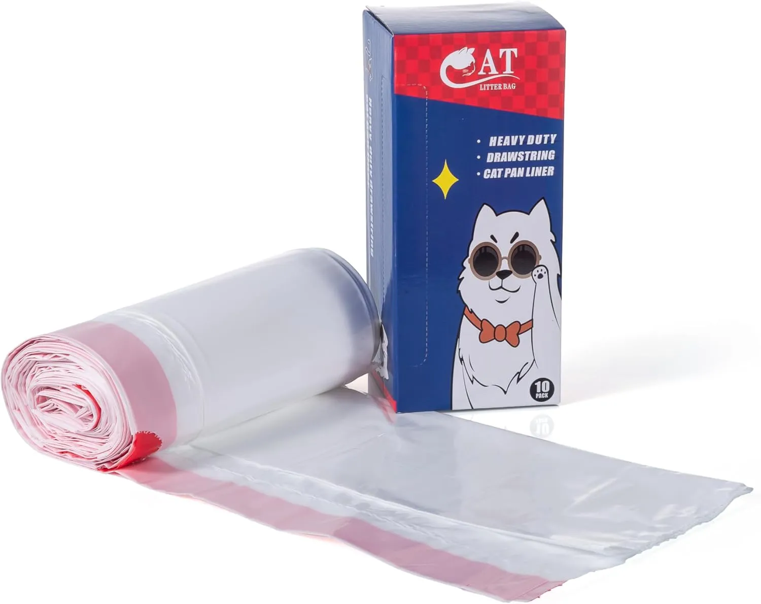Litter Box Liners, Disposable Cat Litter Liners, Heavy Duty Plastic Litter Box Liners, Jumbo Size: 36 * 19 inch, Close & Scratch Resistant (10 Count, Scent Free)