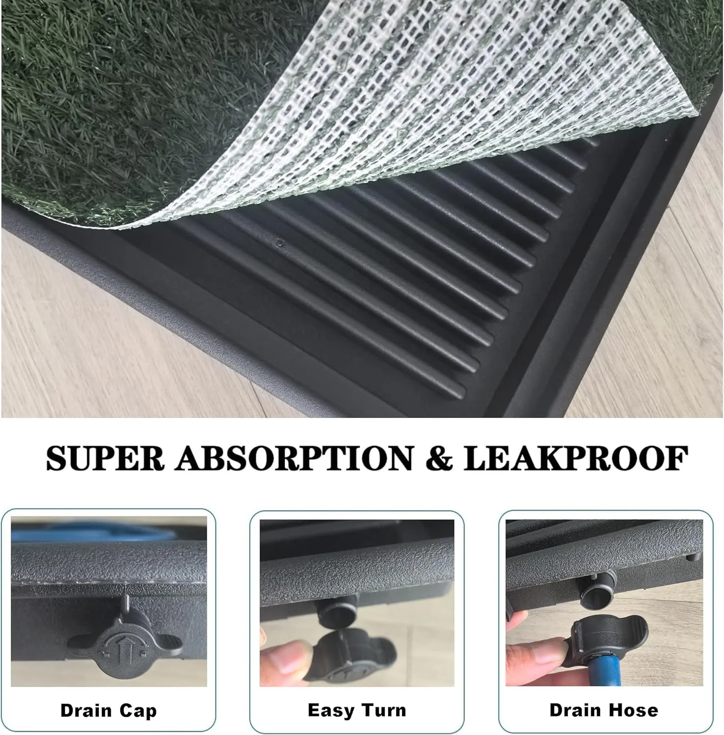 LOMANTOWN Indoor Grass Potty for Dogs, Reusable Dog Grass Pad with Tray - 25x20in Dog Litter Box with Artificial Grass Training Pads