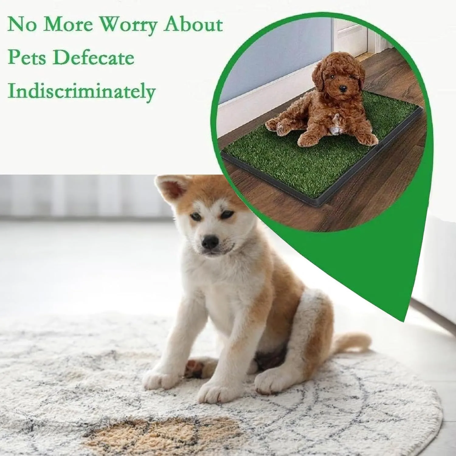 LOMANTOWN Indoor Grass Potty for Dogs, Reusable Dog Grass Pad with Tray - 25x20in Dog Litter Box with Artificial Grass Training Pads