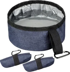 Meanplan 2 Pack Portable Dog Bowls Foldable Travel Dog Dish Portable Puppy Water and Food Bowl Pet Hiking Accessories for Small and Large Pets(Dark Blue,40 oz)
