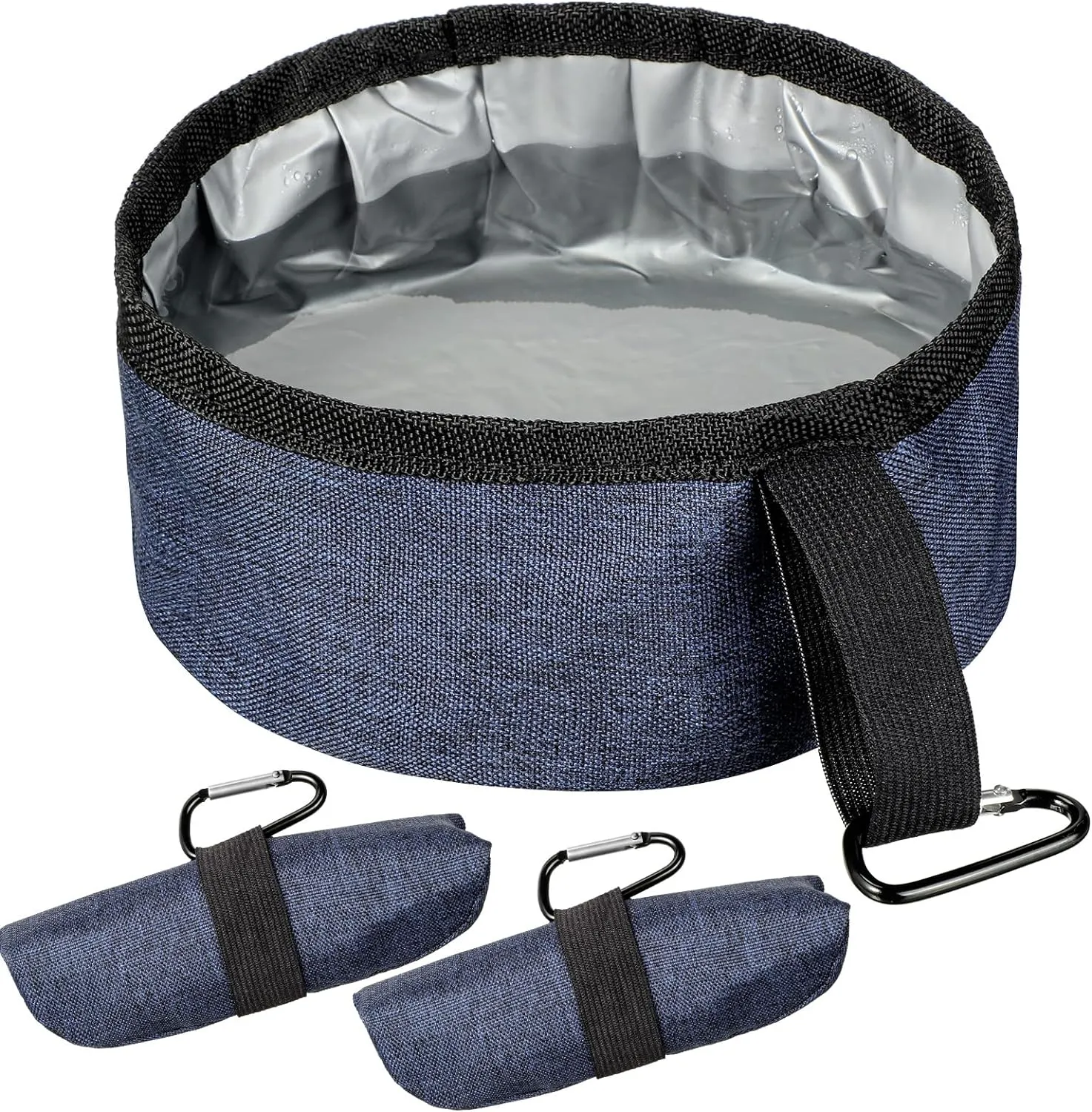 Meanplan 2 Pack Portable Dog Bowls Foldable Travel Dog Dish Portable Puppy Water and Food Bowl Pet Hiking Accessories for Small and Large Pets(Dark Blue,40 oz)