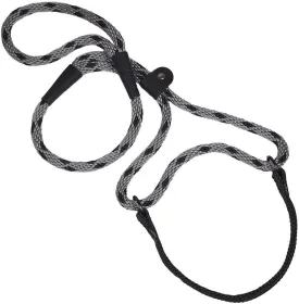 Mendota Pet Dog Walker, Martingale Style Leash - Leash & Collar Combo, Made in The USA - Black Ice Silver, 1/2 in x 6 ft - for Large Breeds