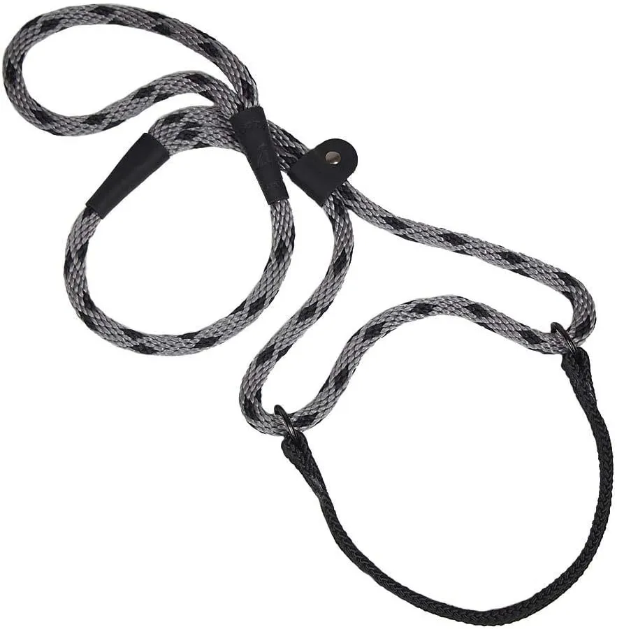 Mendota Pet Dog Walker, Martingale Style Leash - Leash & Collar Combo, Made in The USA - Black Ice Silver, 1/2 in x 6 ft - for Large Breeds