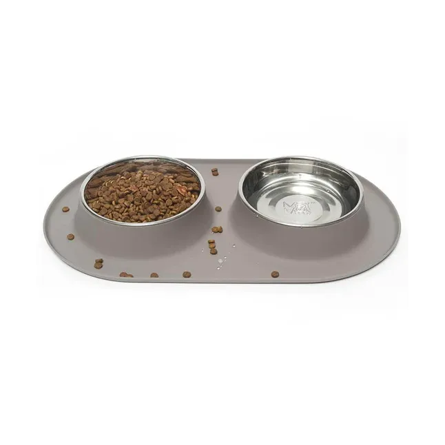 Messy Mutts Double Silicone Dog Feeder with Stainless Bowls, X-Large