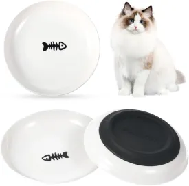 Molain 3 Pack Cat Bowls, Ceramic Cat Dishes for Indoor Cats, Whisker Friendly Cat Bowls with Non-Slip Silicone Bottom, Shallow Cat Plates for Food and Water, Cat Food Dishes