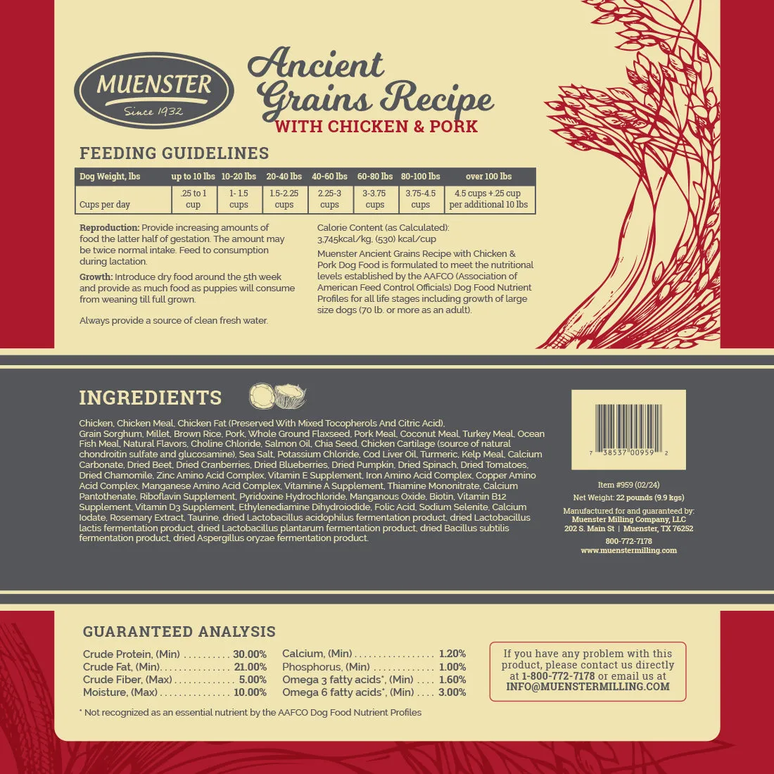 Muenster Ancient Grains Recipe with Chicken & Pork Dog Food