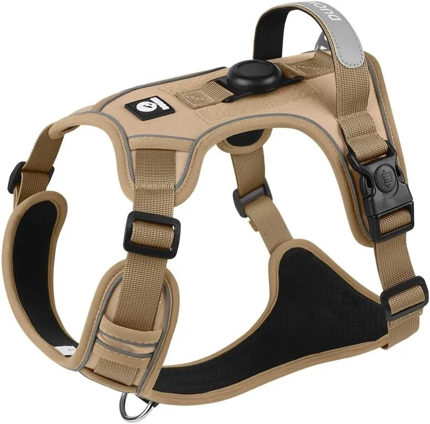 No Pull Harness Working Training Easy Control Pet Vest with Handle-Dog Harnesses Reflective Adjustable with A Free Heavy Duty 5ft Dog Leash(KhakiXL)