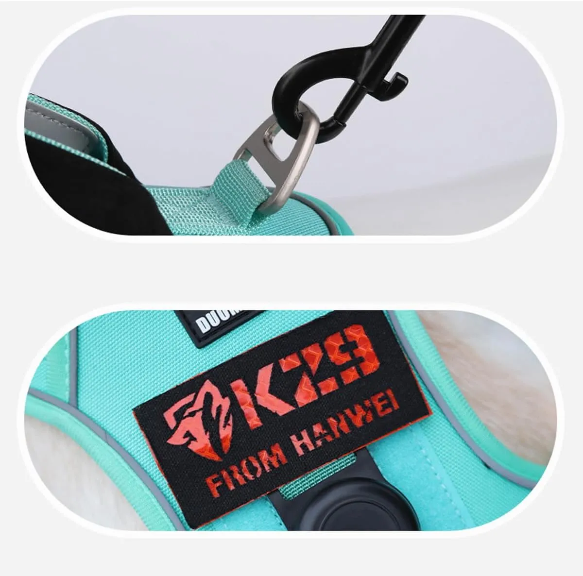 No Pull Harness Working Training Easy Control Pet Vest with Handle-Dog Harnesses Reflective Adjustable with A Free Heavy Duty 5ft Dog Leash(KhakiXL)
