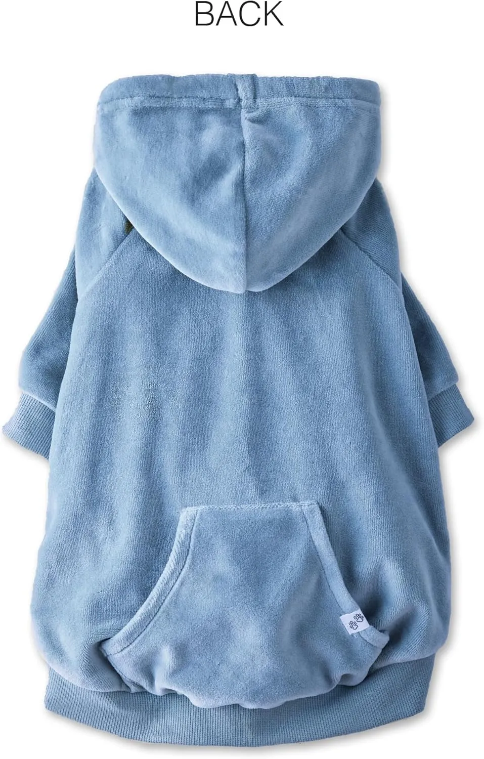 Organic Cotton Velour Dog Hoodie Pet Coat for Small, Medium and Large Dogs, Faded Denim, X-Small