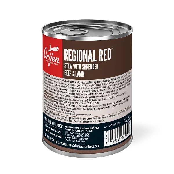 Orijen Regional Red Stew Recipe With Shredded Beef and Lamb, 12.8-oz Case of 12