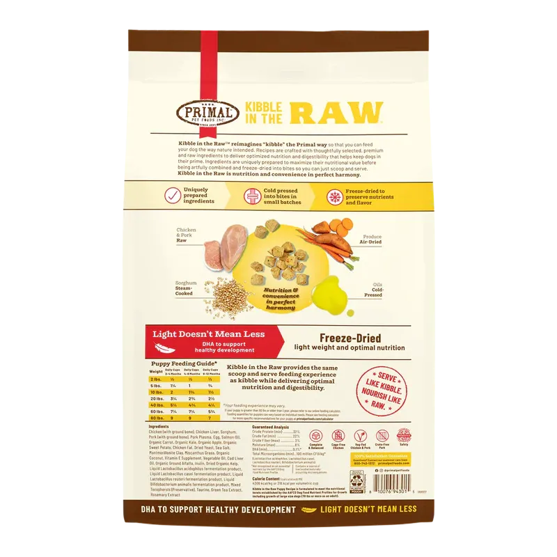 PRIMAL PET FOODS KIBBLE IN THE RAW PUPPY RECIPE - 9LB
