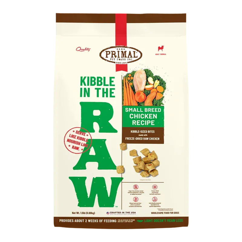 PRIMAL PET FOODS KIBBLE IN THE RAW  SMALL BREED CHICKEN RECIPE - 4LB