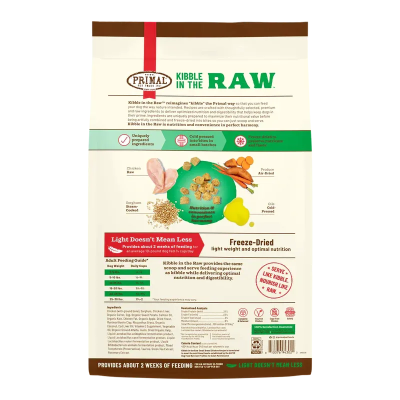 PRIMAL PET FOODS KIBBLE IN THE RAW  SMALL BREED CHICKEN RECIPE - 4LB