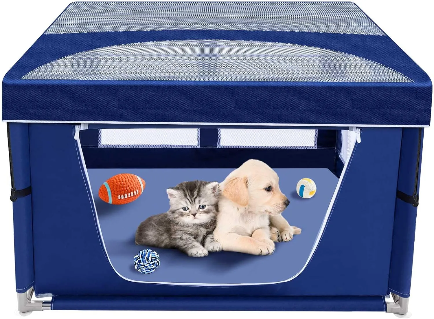 Puppy PlayPen 42  42 Inch, Dog PlayPen with Gate for Puppies, Small and Medium Dogs, Pet PlayPen with Roof for Outdoors & Indoors, Safe and Sturdy Dog Fence