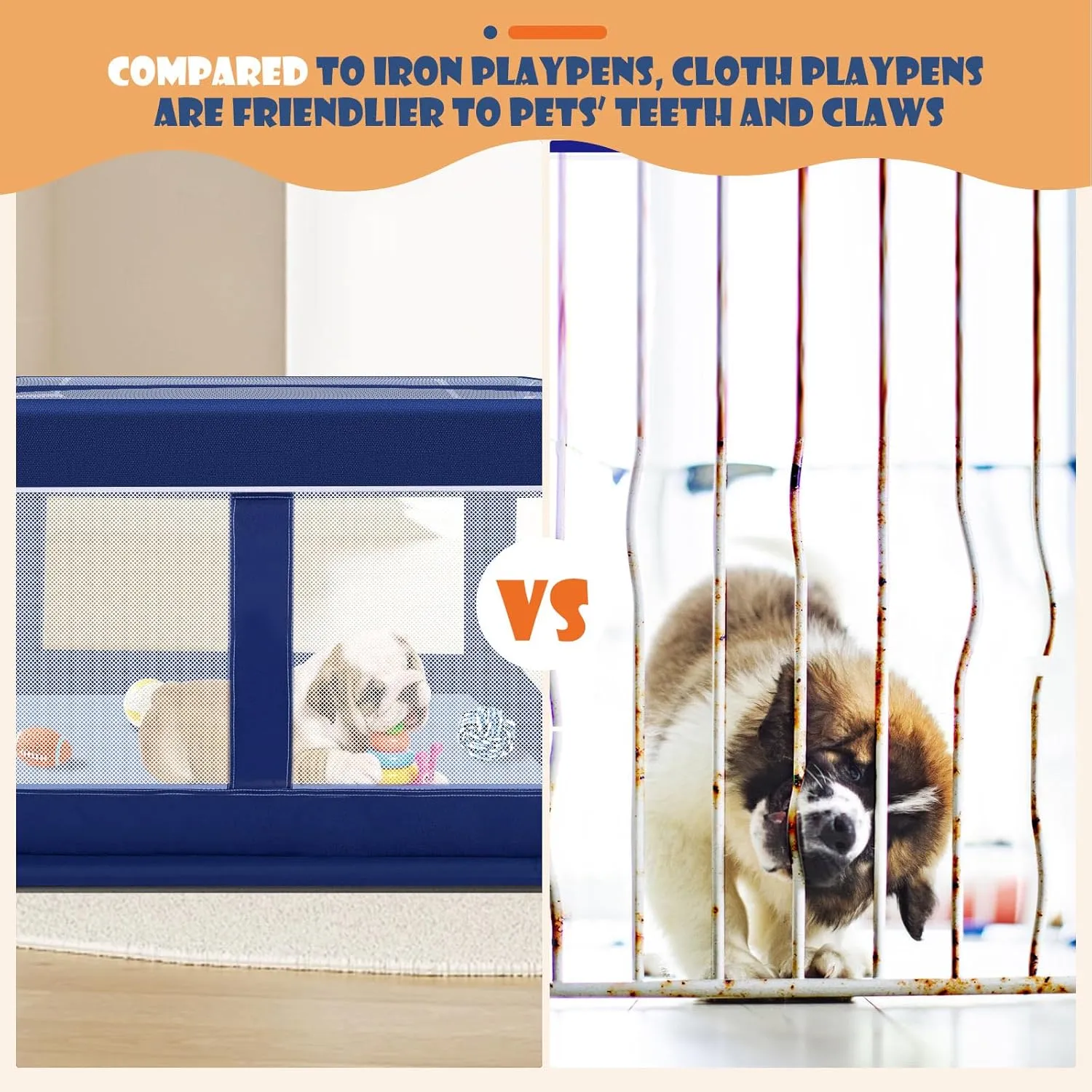 Puppy PlayPen 42  42 Inch, Dog PlayPen with Gate for Puppies, Small and Medium Dogs, Pet PlayPen with Roof for Outdoors & Indoors, Safe and Sturdy Dog Fence