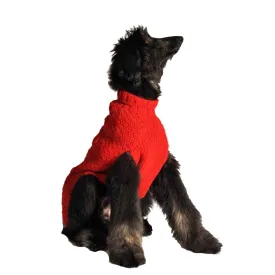 RED CABLE KNIT DOG SWEATER