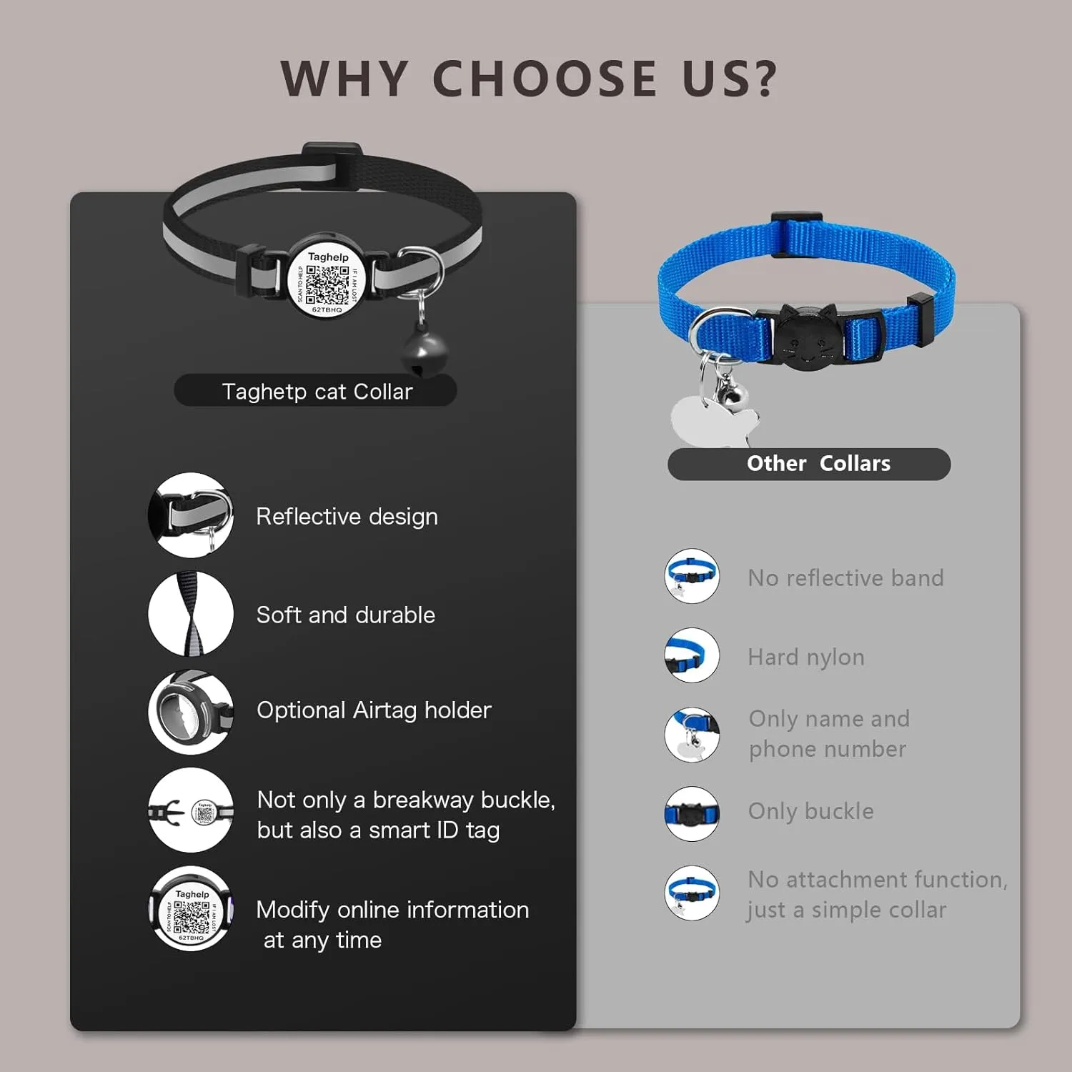 Reflective Kitten Collars with Bell,Cat Collar Breakaway with QR Code Name Tag, Cat ID Tag Personalized, Ultra-Durable, Adjustable, Quick Release, Fits Most Girl Boy Small Large Cats (Black A)