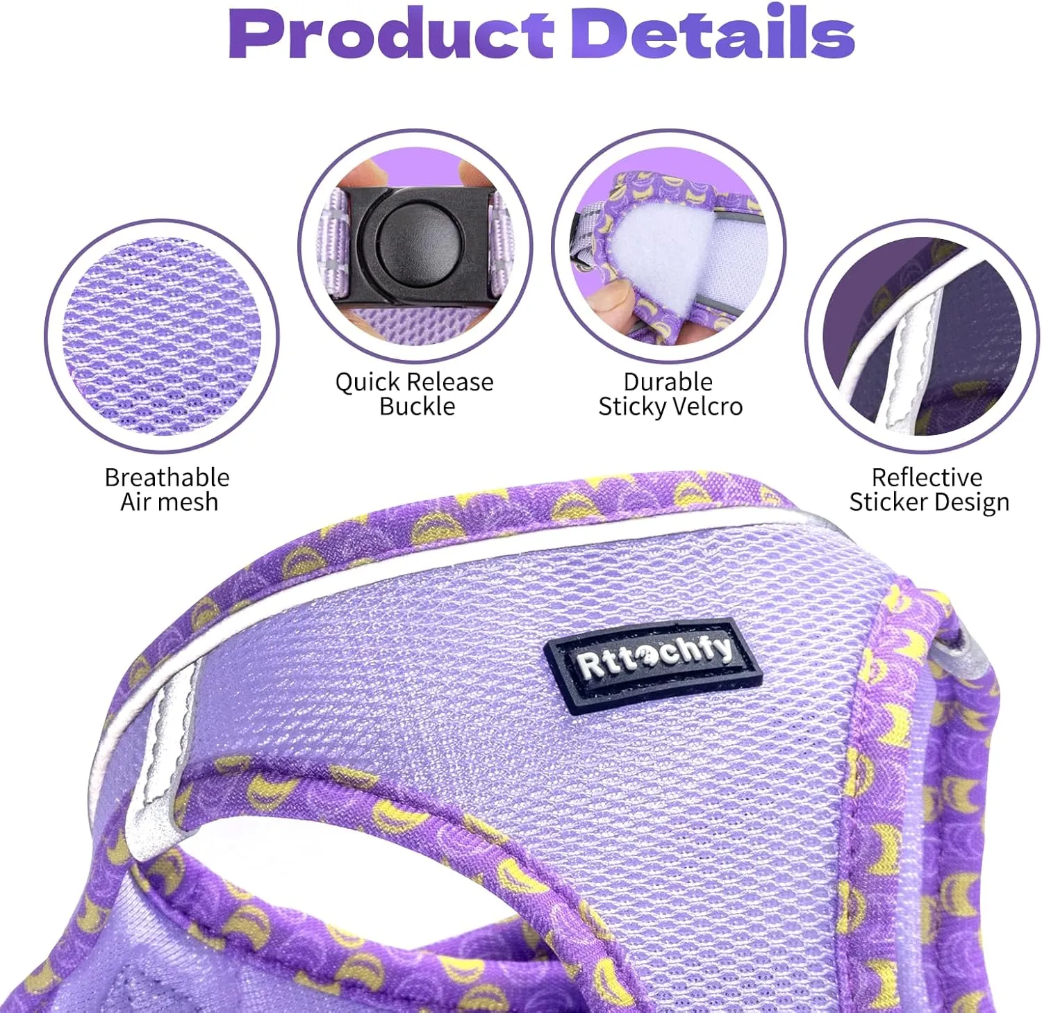 Rttochfy Cat Harness and Leash Set, Escape Proof Kitten Harness, Soft and Breathable Vest with Reflective Strip, Easy to Wear for Cats Walking and Traveling (Pink, XS)