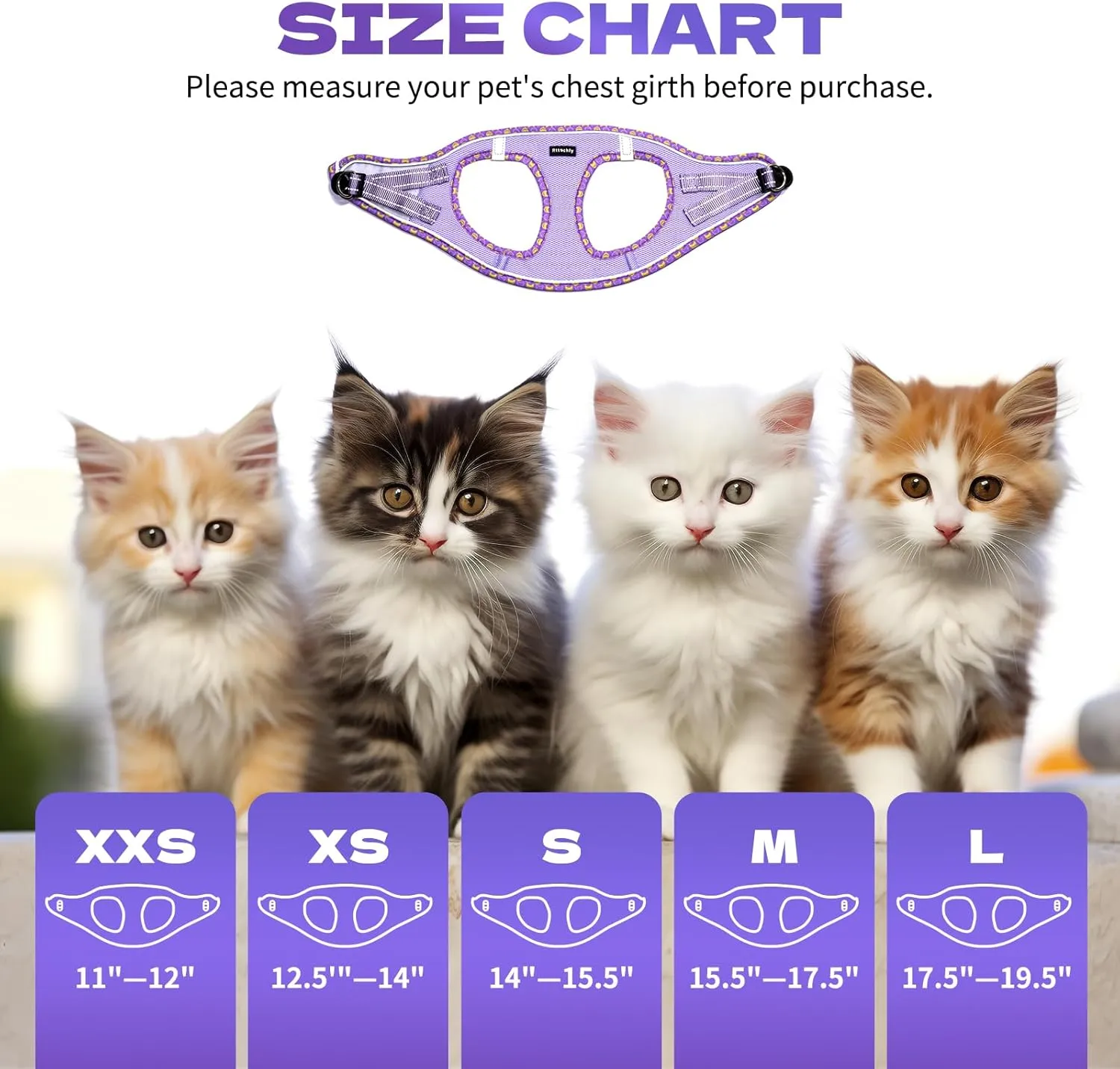 Rttochfy Cat Harness and Leash Set, Escape Proof Kitten Harness, Soft and Breathable Vest with Reflective Strip, Easy to Wear for Cats Walking and Traveling (Pink, XS)