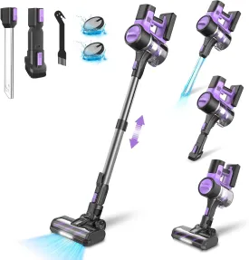 S10 Cordless Vacuum Cleaner, 30Kpa 350W Powerful, Max 50min Runtime, 1.2L Dustbin, Purple, Stick Vacuum, Ideal for Hardwood, Tile, Carpet, Pet Hair, Multifunctional, Lightweight, 3 Suction Modes