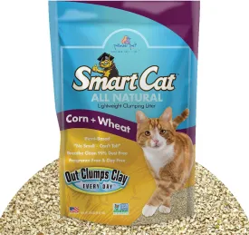 SmartCat All Natural Clumping Corn   Wheat Cat Litter, 20 Pound (320oz - 1 Pack) - Unscented and Clay Free