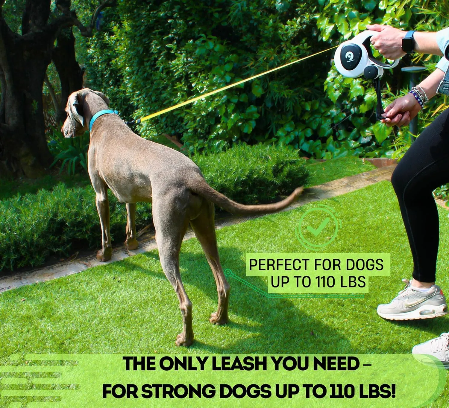 Snuggle Paws All-in-One 16ft Retractable Dog Leash  LED Light, Poop Bag Holder, Chew-Proof Cable, Reflective Tape, No-Tangle System  Heavy Duty Extendable Leash for Large Dogs up to 110 lbs