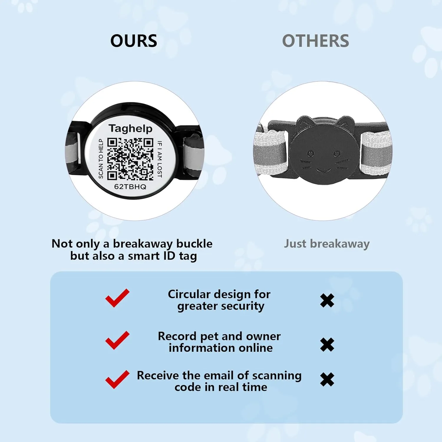 Upgraded Version - Reflective Cat Collar with Bell, Solid & Safe Collars for Cats, Nylon, Mixed Colors, Pet Collar, Breakaway Cat Collar Charms, Free Replacement, Fits Most Cats (Blue A)