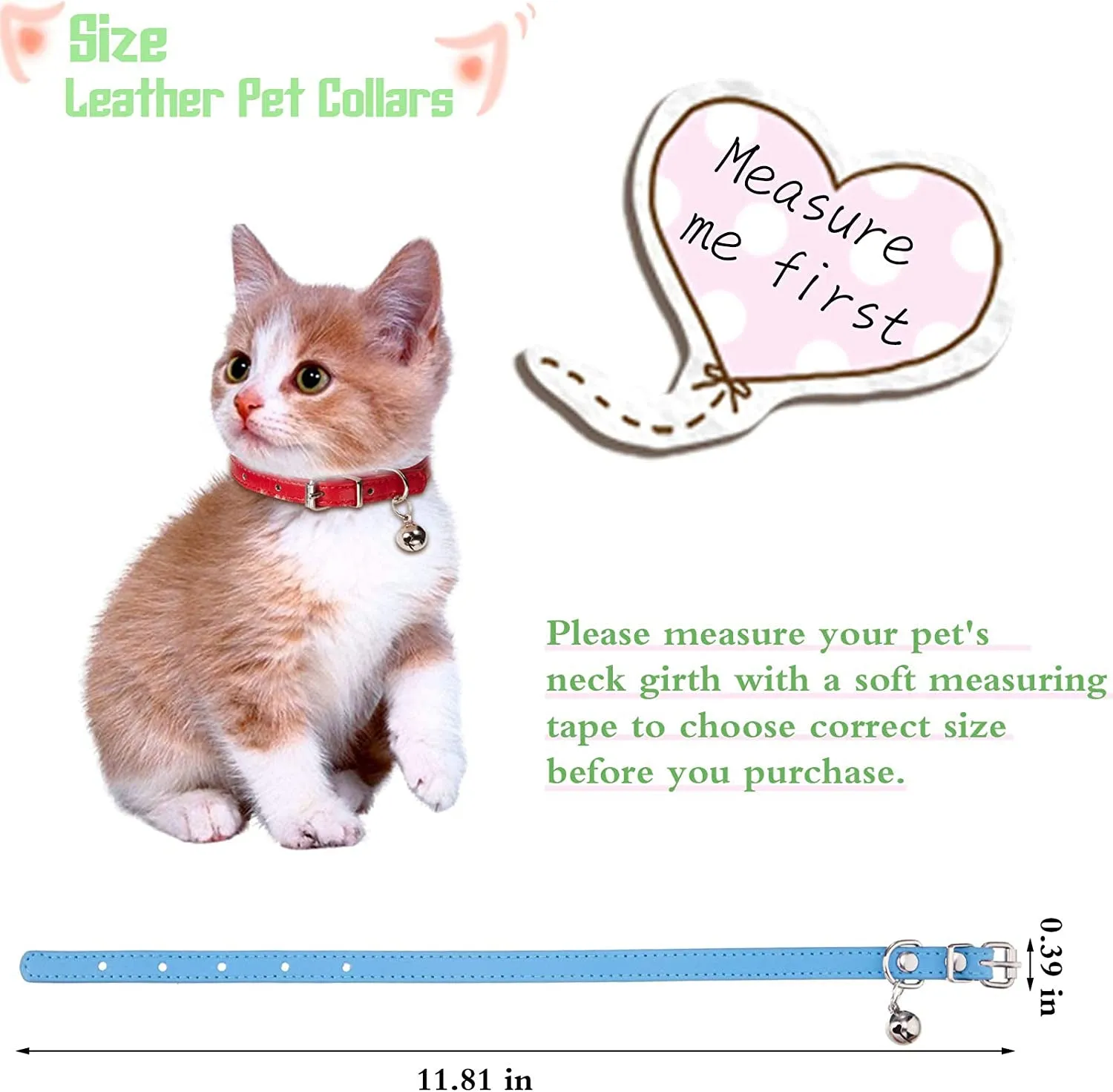 Weewooday 6 Pieces Leather Cat Collar with Bell Leather Kitten Collar Cat Collar for Boy Cats, Girl Cats with Safety Elastic Strap Cute Pet Collars for Small Cat Kitten Puppy(Bright Color)