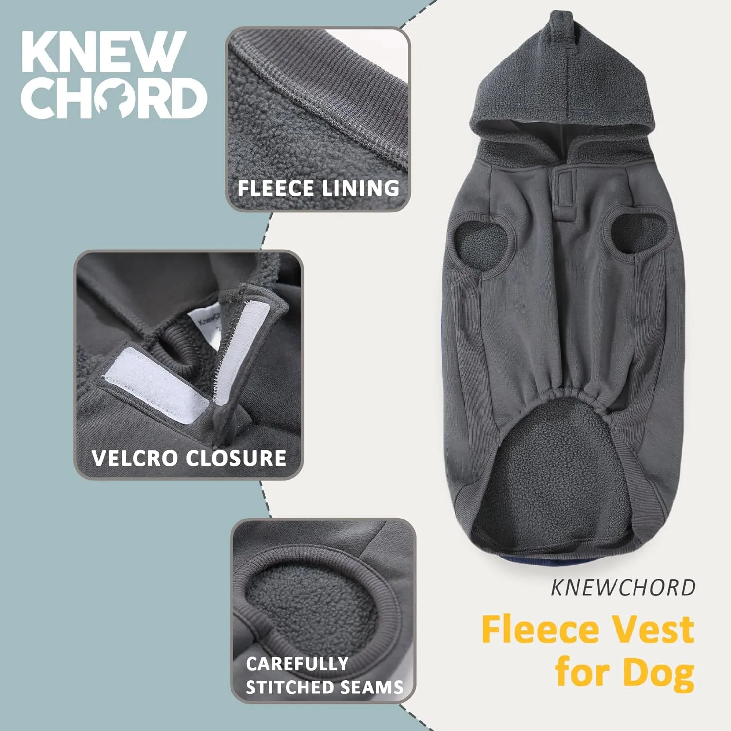 Winter Hoodie Coat for Dogs - Plush Vest Jacket, Autumn Warm Clothes (Grey-2XL)