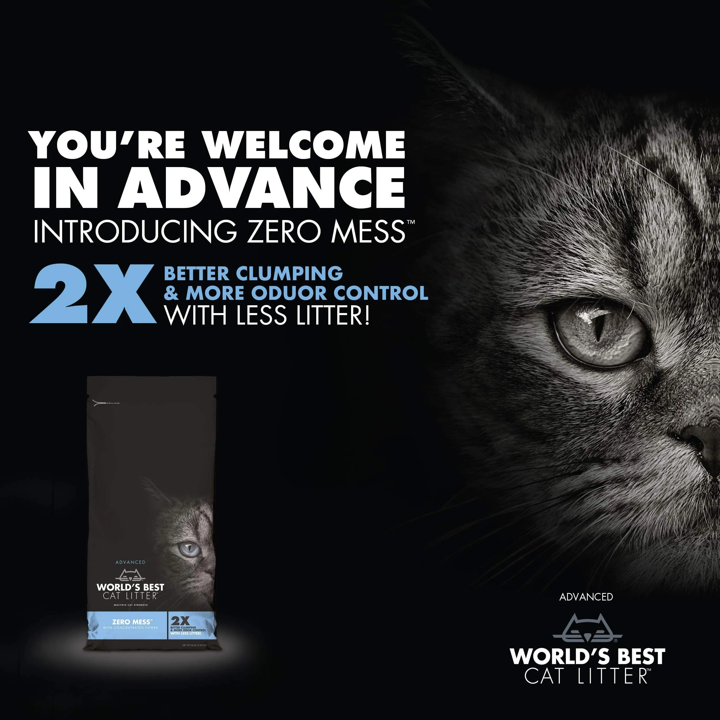 World's Best Cat Litter Zero Mess Advanced Clumping Flushing and Odor Control Cat Litter