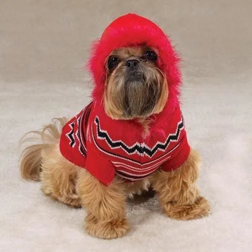 Zig Zag Striped Hoodie Dog Sweater